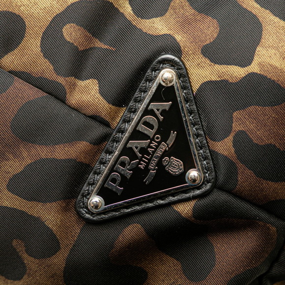 Prada Triangle Logo Plate Leopard Print Reversible Handbag/Shoulder Bag, 2-Way, - Picture 6 of 10